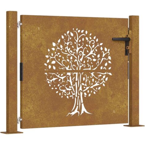 Vidaxl – Portail de jardin 105x105 cm acier corten – Design découpé au laser – Système verrouillable – Résistant aux intempéries