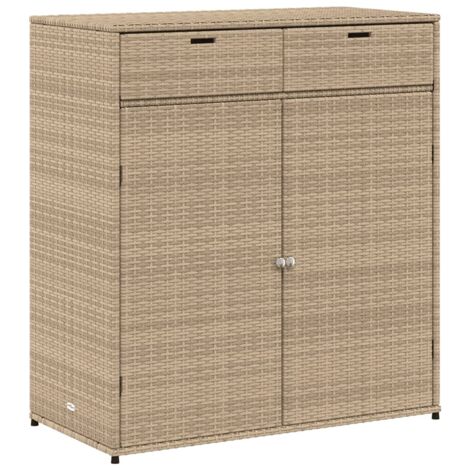 Vidaxl – Armoire de jardin beige 105x55x113 cm – résine tressée – cadre en acier enduit de poudre – rangement extérieur durable (1/5)