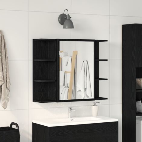 Miroir cabinet Chêne noir Bois massif Compact vidaXL
