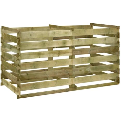 Vidaxl – Bac à compost en bois de pin imprégné 180x90x90 cm – Résistant à la pourriture – Circulation d'air optimale pour compostage efficace