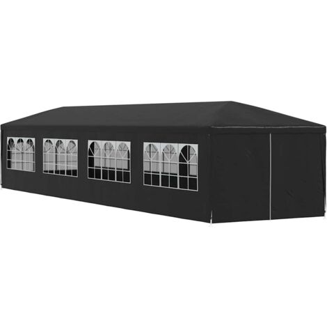 Vidaxl – Tente de réception 3x12 m anthracite – Matériau PE résistant aux UV et à l'eau – Cadre en acier robuste – Panneaux latéraux avec fenêtres