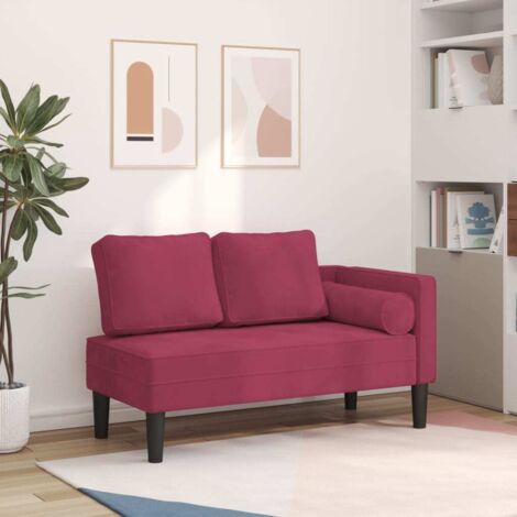 Vidaxl – Méridienne chaise longue velours rouge bordeaux – Dimensions 116,5 x 62 x 57,5 cm – Mousse haute résilience – Coussin lombaire inclus