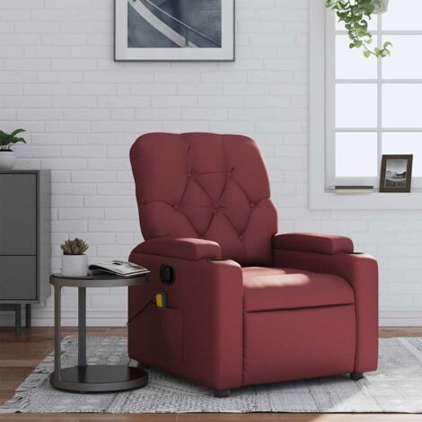 Fauteuil de massage inclinable Rouge bordeaux Similicuir vidaXL