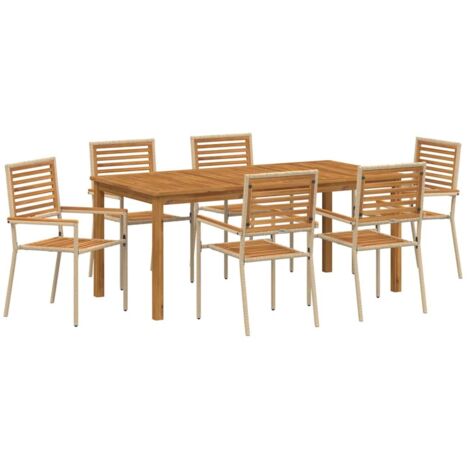 Ensemble de jardin 7 pièces en poly-rattan acacia beige vidaXL (1/5)