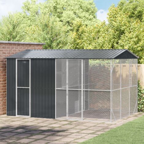 Vidaxl – Volière pour oiseaux avec extension 430x310x247 cm – Acier galvanisé durable – Panneaux semi-opaques – Design anthracite moderne