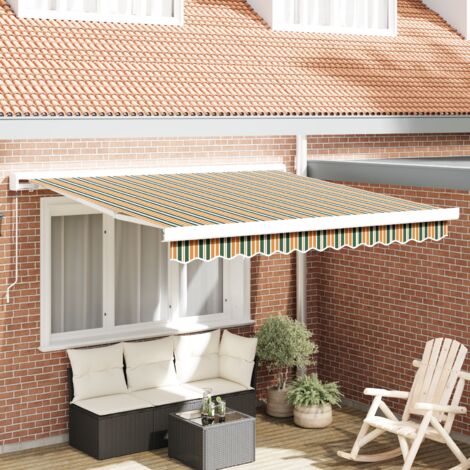 Store manuel rétractable Vert et Jaune 300x250 cm vidaXL (1/5)