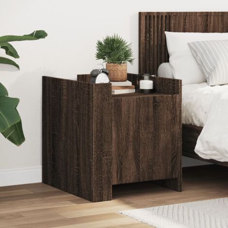 Table de chevet chêne marron 45x50x50 cm bois d’ingénierie vidaXL (1/5)