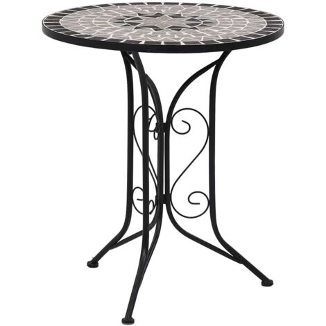 Vidaxl – Table de bistro mosaïque 60 cm – Cadre en fer laqué – Dessus en céramique facile à nettoyer – Pour balcon et jardin