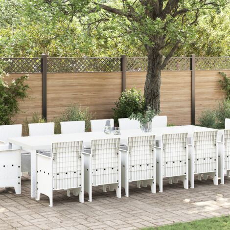 Ensemble de Salle à Manger de Jardin de 15 Pièces avec Coussins en Rotin Poly Blanc vidaXL (1/5)