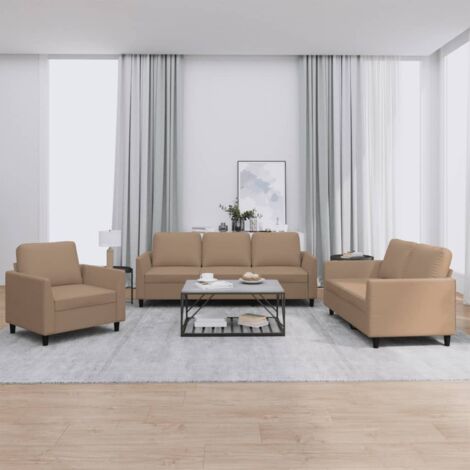 Ensemble de canapés 3 pcs avec coussins Cappuccino Similicuir vidaXL (1/5)