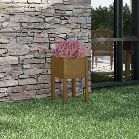 Jardinière d'extérieur Marron miel 40x40x70 cm Pin massif vidaXL (1/5)