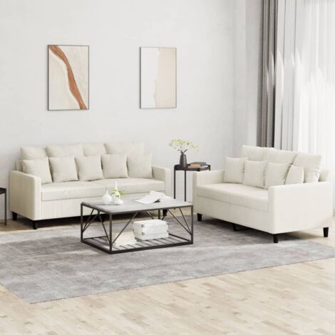 Vidaxl – Canapé droit 2 places crème velours – Dimensions 138x77x80 cm – Structure en métal et contreplaqué – Confort optimal avec coussins inclus