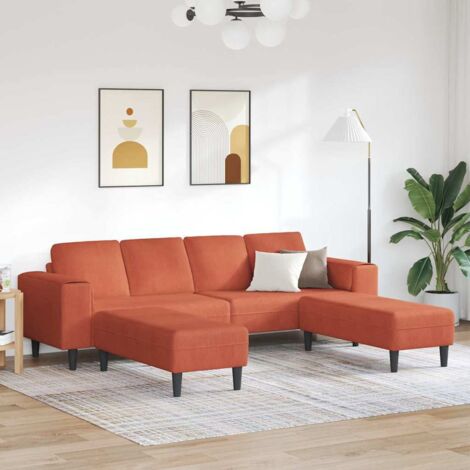 Sofa en tissu Rouge orange 208 cm Tissu en velours côtelé vidaXL (1/5)