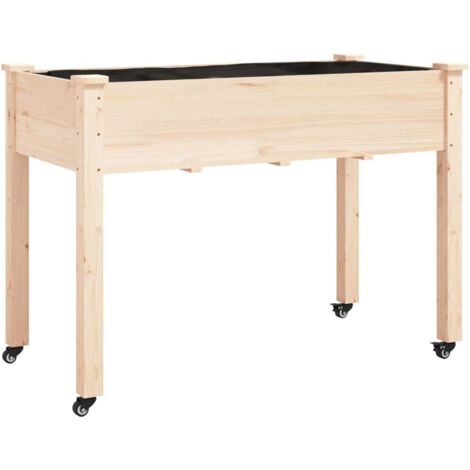Jardinière sur roues avec doublure 118x59x80 cm bois de sapin vidaXL