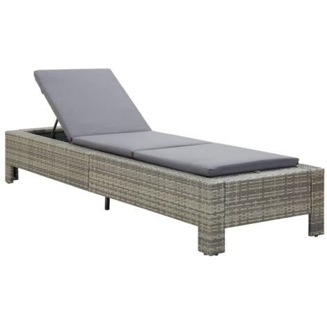Vidaxl – Transat réglable avec coussin gris foncé – Résine tressée résistante aux intempéries – Dimensions 220 x 75 x 35 cm – Confort optimal (1/10)