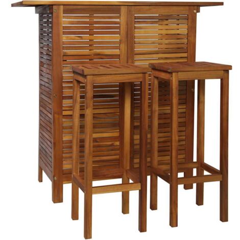 Vidaxl – Ensemble table et chaises de bar 3 pcs – Bois d'acacia massif avec finition à l'huile – Dimensions table 110x50x105 cm – Pour intérieur et extérieur