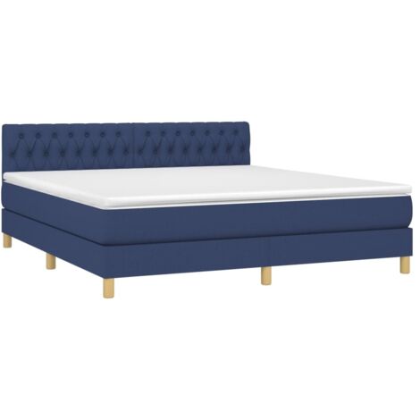 Sommier à lattes de lit avec matelas Bleu 180x200 cm Tissu vidaXL (1/5)