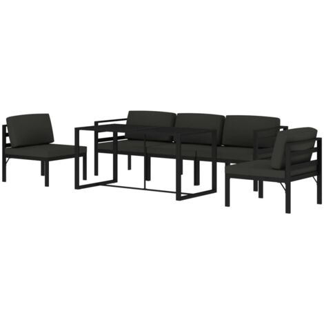 Salon de jardin 6 pcs avec coussins Aluminium Anthracite vidaXL (1/5)
