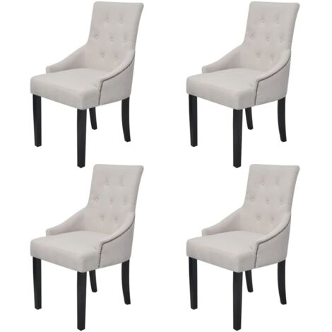 Chaises à manger lot de 4 gris crème tissu vidaXL (1/5)