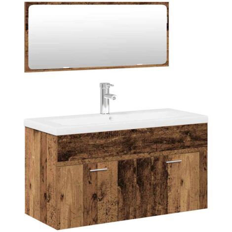 Ensemble de meubles salle de bain 3 pcs bois d'ingénierie vidaXL (1/5)