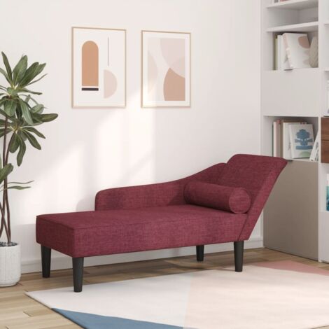 Vidaxl – Chaise longue rouge bordeaux en tissu 100% polyester – Dimensions 141x55,5x66,5 cm – Assise mousse haute résilience – Confort optimal