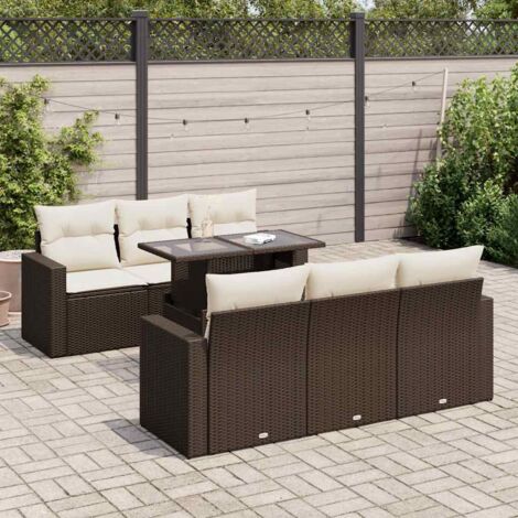 Salon de jardin avec coussins 7 pcs marron résine tressée vidaXL (1/5)