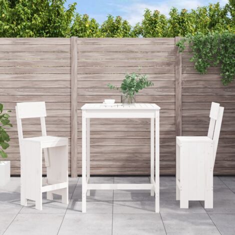 Ensemble de bar de jardin 3 pcs blanc bois de pin massif vidaXL