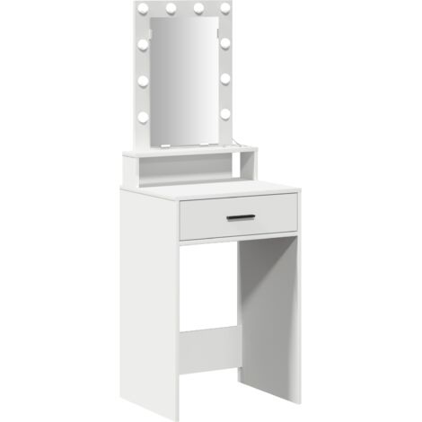 Vidaxl – Coiffeuse enfant blanche 50 x 41 x 140 cm – Bois d'ingénierie – Lumières LED intégrées – Rangement ample avec tiroirs – Prise USB intégrée (1/4)