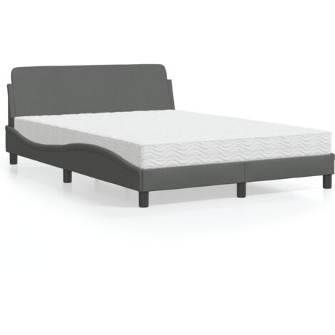 Lit avec matelas Dover gris foncé 140x190 cm tissu vidaXL (1/4)