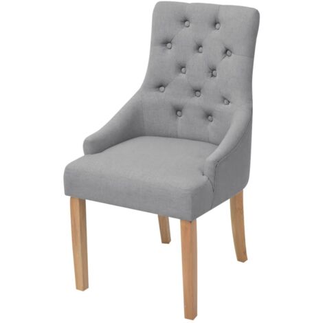 Chaises à manger lot de 6 gris clair tissu vidaXL (1/6)