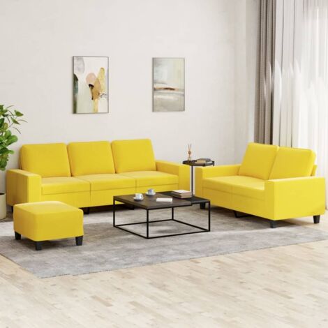 Ensemble de canapés 3 pcs jaune clair tissu vidaXL (1/5)