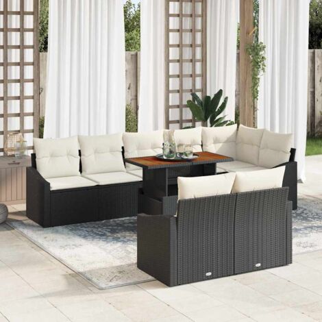 Ensemble de canapé de jardin 9 pcs Noir Poly rotin vidaXL (1/5)
