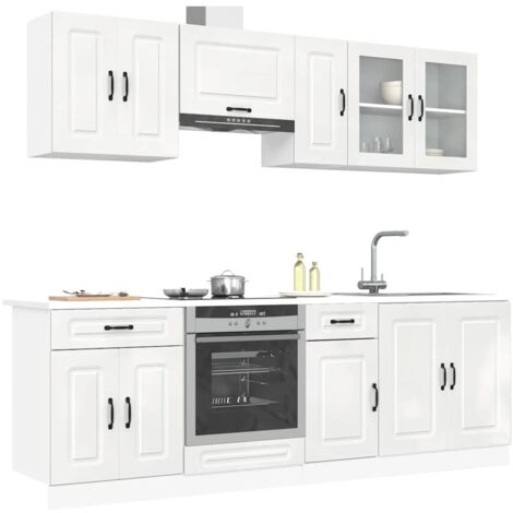 Vidaxl – Ensemble d'armoires de cuisine 8 pcs Kalmar – Bois d'ingénierie blanc brillant – Dimensions variées pour rangement optimisé – Facile à nettoyer (1/5)