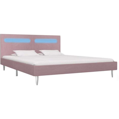 Cadre de lit avec LED sans matelas rose tissu 180x200 cm vidaXL (1/5)