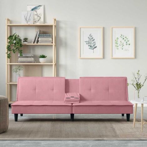 Canapé-lit avec porte-gobelets rose velours vidaXL (1/5)