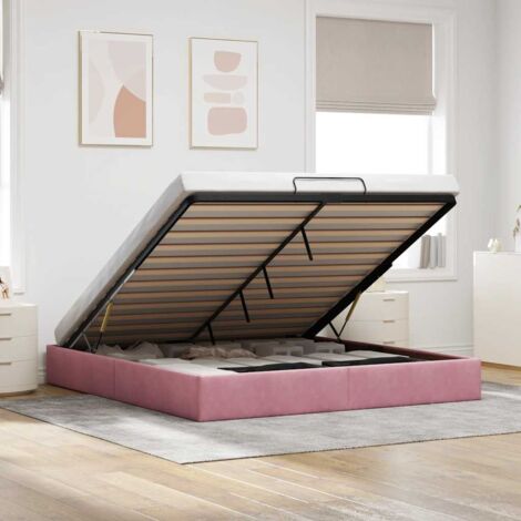 Cadre de lit ottoman sans matelas rose 200x200 cm velours vidaXL (1/5)
