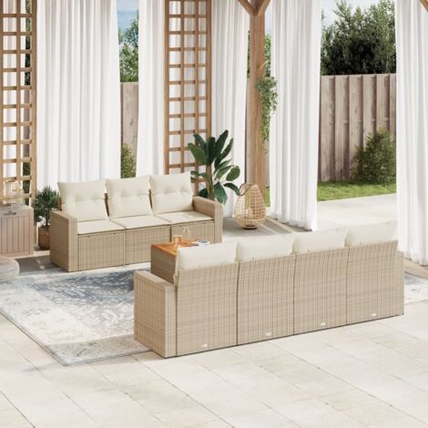 Salon de jardin avec coussins 8 pcs beige résine tressée vidaXL (1/5)