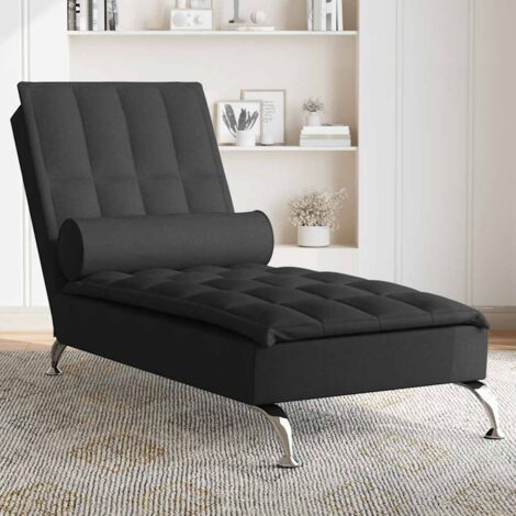 Chaise longue de massage avec traversin noir tissu vidaXL (1/5)