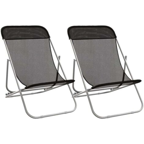 Chaises plage pliantes lot de 2 textilène acier enduit poudre vidaXL (1/5)