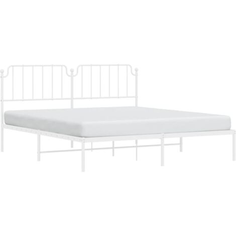 Cadre de lit métal sans matelas et tête de lit blanc 160x200 cm vidaXL (1/5)