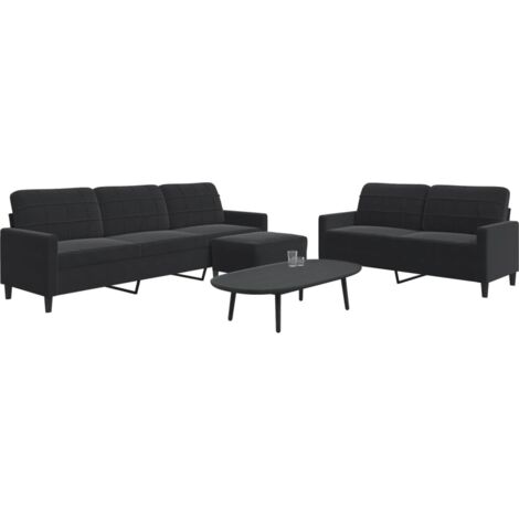 Ensemble de canapés 3 pcs avec coussins Noir Velours vidaXL (1/5)