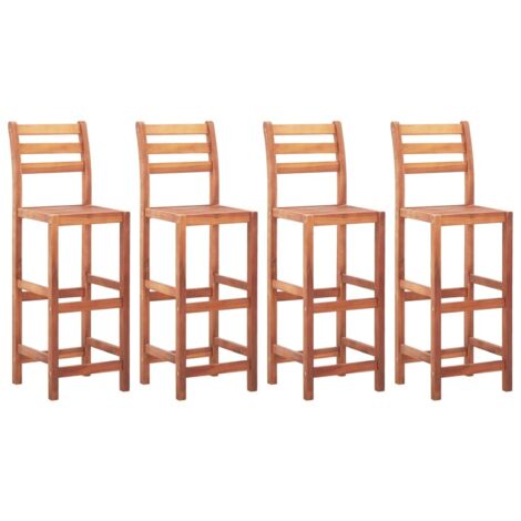 Vidaxl – Lot de 4 chaises de bar en bois d'acacia massif – Dimensions 40x36,5x110 cm – Avec dossier et repose-pieds – Pour usage commercial et extérieur