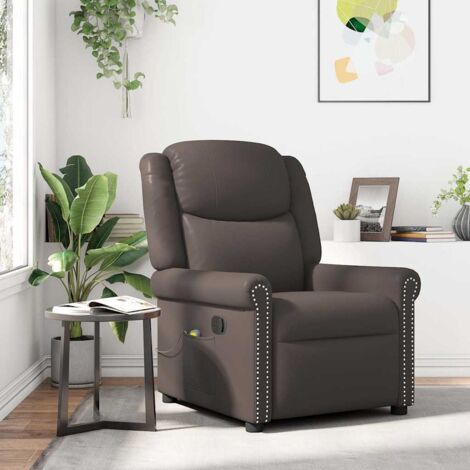 Fauteuil de massage Marron Similicuir brillant vidaXL
