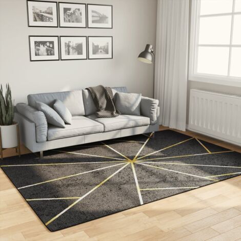 Tapis lavable noir et doré 160x230 cm antidérapant vidaXL (1/6)