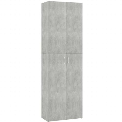Vidaxl – Armoire de bureau gris béton 60x32x190 cm – Bois d'ingénierie – 5 étagères – 2 portes avec poignées