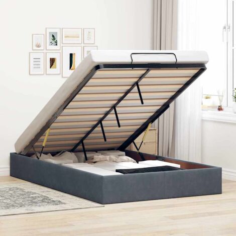 Cadre de lit ottoman sans matelas gris foncé 120x200 cm velours vidaXL (1/5)