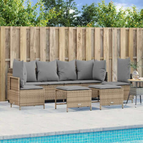 Salon de jardin avec coussins 5 pcs beige résine tressée vidaXL (1/5)