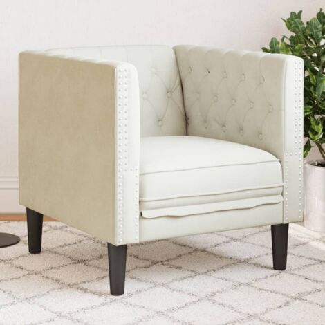 Fauteuil Chesterfield crème velours vidaXL