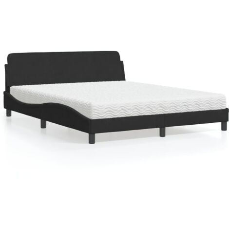Lit avec matelas Dover noir 160x200 cm velours vidaXL (1/5)