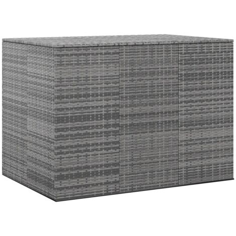 Boîte à coussins de jardin Résine tressée 145x100x103 cm Gris vidaXL